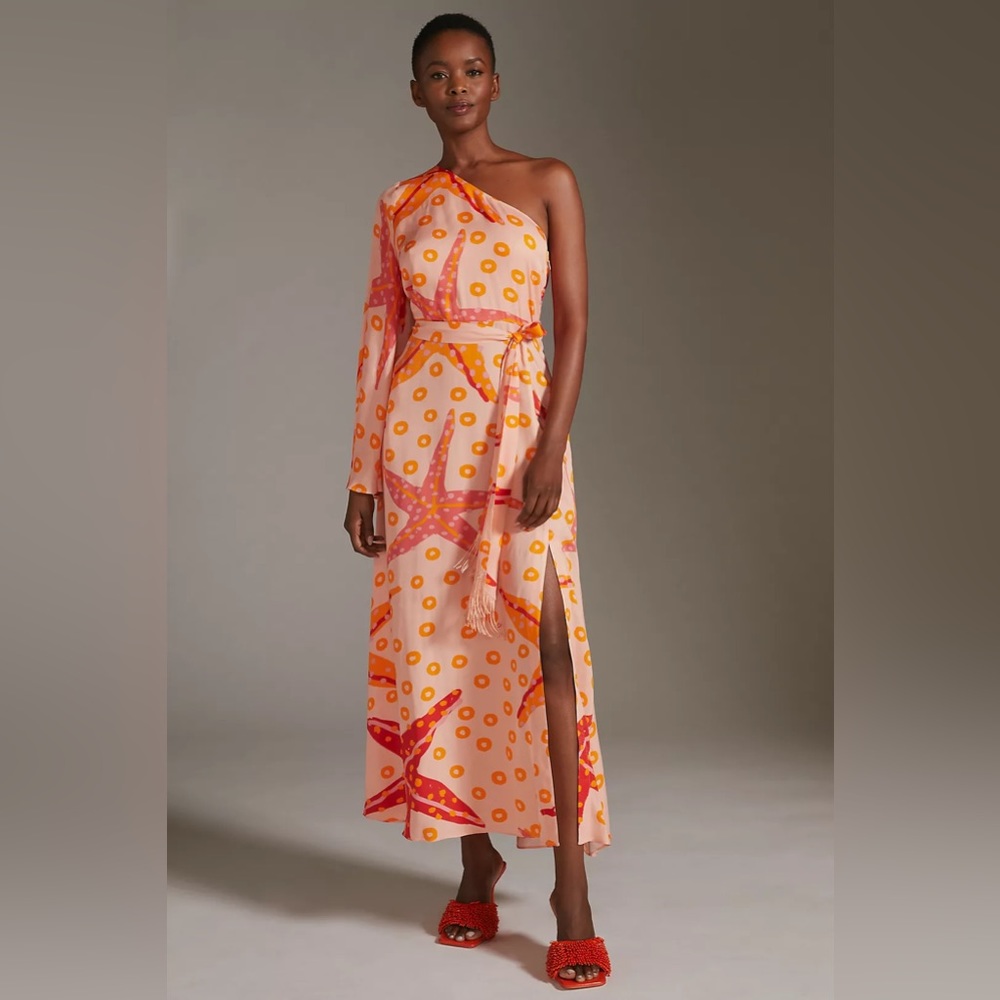 NWT FARM Rio Starfish Maxi Dress Size XL One Shoulder with Slit